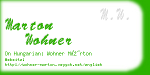 marton wohner business card